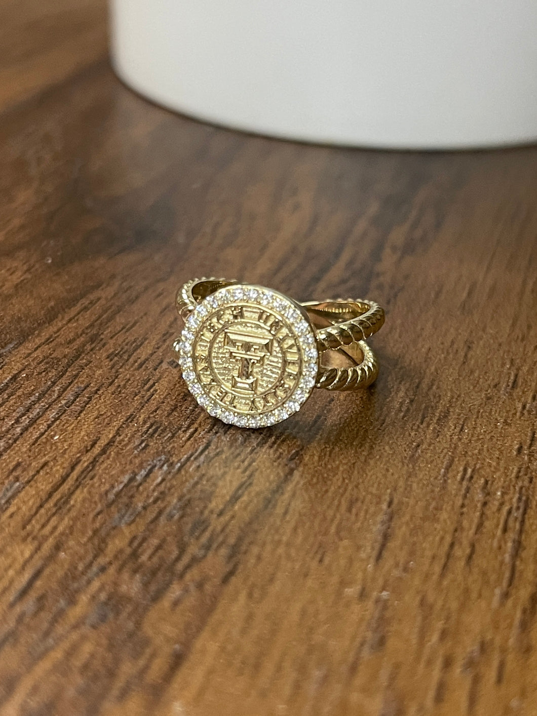 Texas Tech Rope Ring With Diamonds