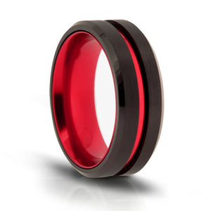 Thin Red Line Tungsten Ring