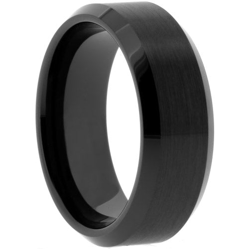 Beveled Black Tungsten Ring