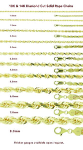14K Diamond Cut Rope Chain