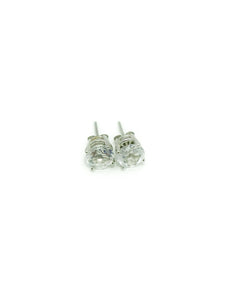 Round White Topaz and 10K White Gold Stud Friction Post Earrings 2.50tcw.