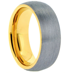 Silver and Gold Colored Men's Brushed Comfort-fit Tungsten Ring