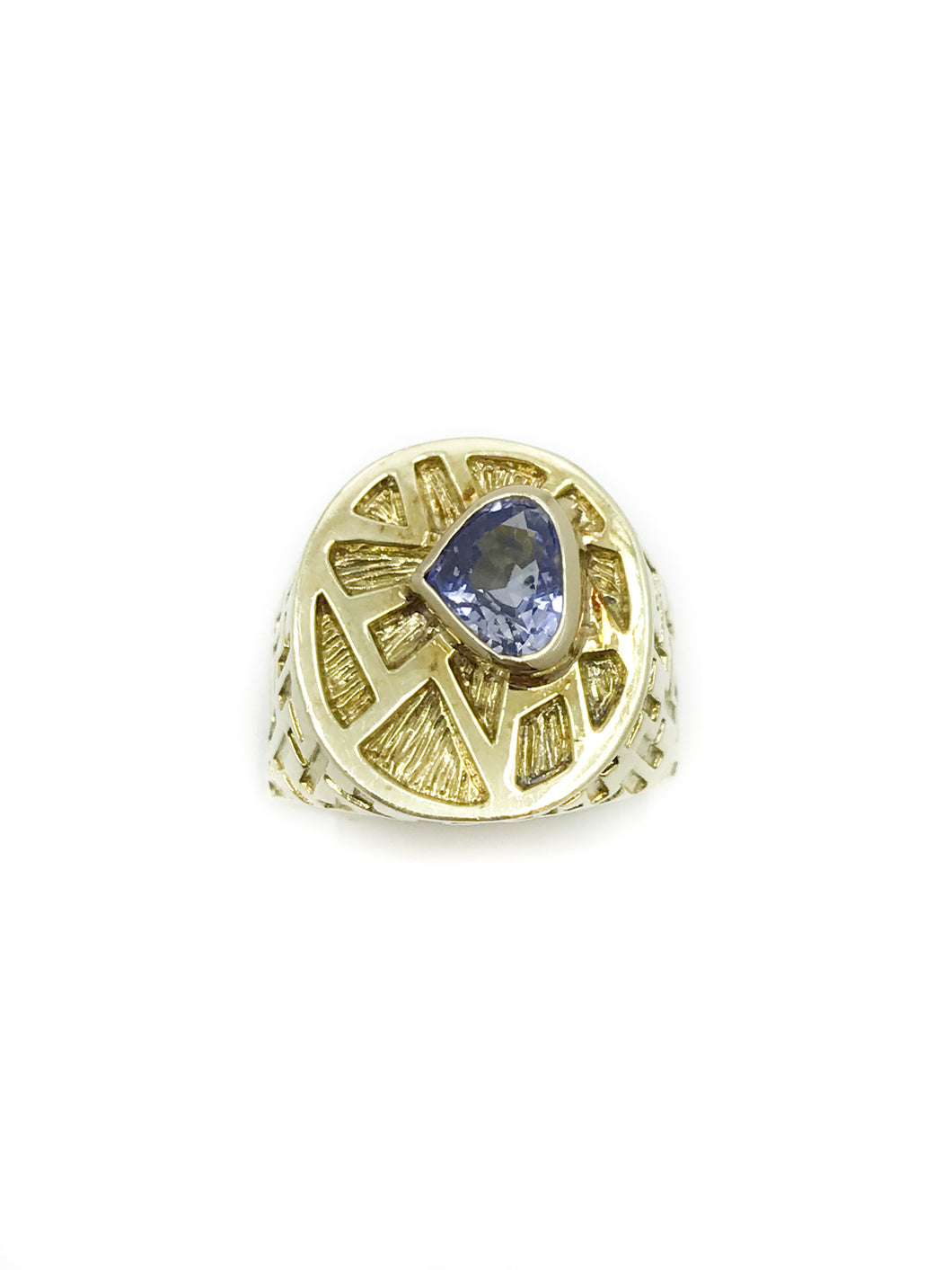 14K Yellow Gold and Sapphire Ring