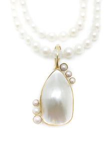 Yellow Gold Baroque Primary Pearl 6 Round Pearl Accents Freshwater Cultured Pearls